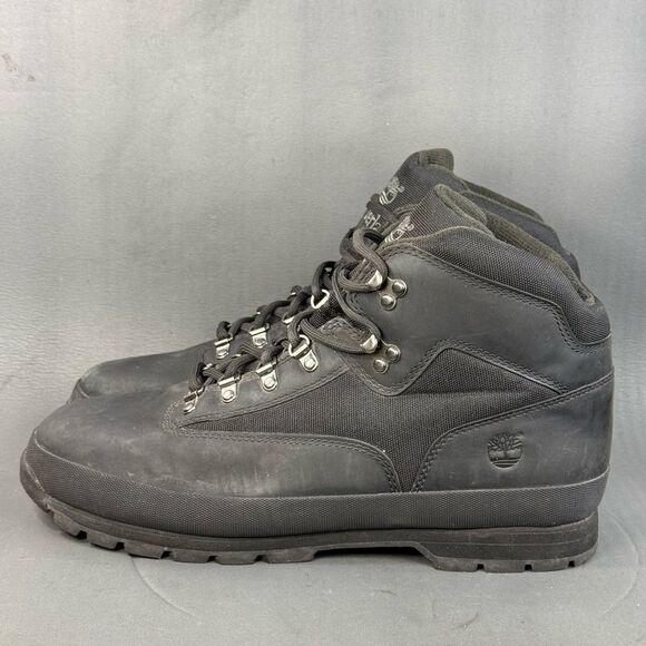 timberland Euro Hiker Mid Boot 'Triple Black' mens size 13 - Picture 3 of 8